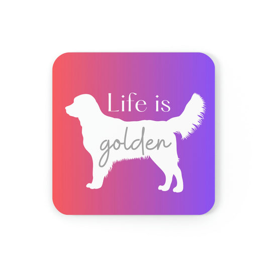 Life is Golden Cork Back Coaster (Red/Blue Ombre)